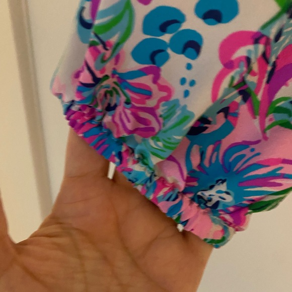 Authentic Lilly Pulitzer Elsa Silk Blouse, Mandevilla Baby Paradise Petals, XL - Picture 5 of 5